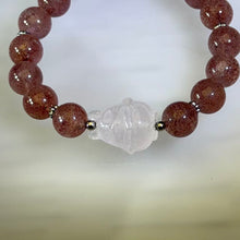 Load image into Gallery viewer, Red Strawberry Quartz Rose Quartz Totoro Beaded Bracelet 红色草莓晶粉水晶龙猫手串