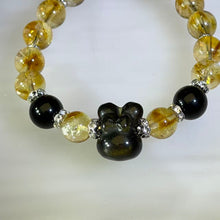 Load image into Gallery viewer, Citrine Golden Sheen Obsidian Rabbit Bracelet 黄水晶金眼黑曜石兔子手串