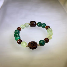 Load image into Gallery viewer, Malachite Green Prehnite Beaded Bracelet 孔雀石绿色葡萄石手串