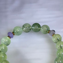 Load image into Gallery viewer, Green Prehnite Amethyst Beaded Bracelet 绿色葡萄石紫水晶手串