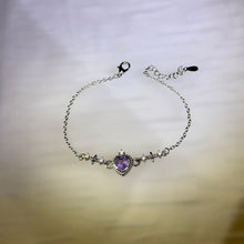 Load image into Gallery viewer, Amethyst Heart Bracelet 紫水晶爱心镶嵌手链