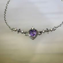 Load image into Gallery viewer, Amethyst Heart Bracelet 紫水晶爱心镶嵌手链