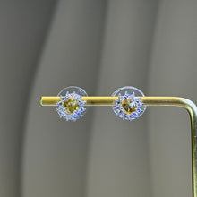 Load image into Gallery viewer, Citrine Silver Stud Earrings 黄水晶镶嵌银耳钉