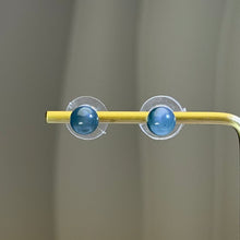 Load image into Gallery viewer, Blue Jade Silver Stud Earrings 蓝水翡翠镶嵌银耳钉