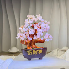 Load image into Gallery viewer, Rose Quartz Fortune Tree 粉水晶招财树