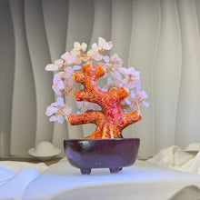 Load image into Gallery viewer, Rose Quartz Fortune Tree 粉水晶招财树