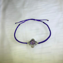 Load image into Gallery viewer, Amethyst Macrame Clover Adjustable Bracelet 紫水晶编织四叶草可调节手链