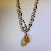 Load image into Gallery viewer, Citrine Safety Pin Necklace 黄水晶安全别针项链