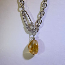 Load image into Gallery viewer, Citrine Safety Pin Necklace 黄水晶安全别针项链