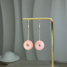 Load image into Gallery viewer, Orange Sunstone Lucky Buckle Drop Earrings 橙色太阳石平安扣耳坠