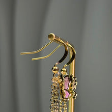 Load image into Gallery viewer, Golden Sheen Obsidian Butterfly Drop Earrings 金眼黑曜石蝴蝶耳坠