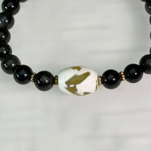 Load image into Gallery viewer, Rainbow Sheen Obsidian Agate Dzi Beaded Bracelet 彩眼黑曜石玛瑙天珠手串