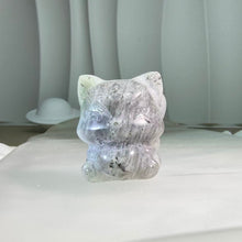 Load image into Gallery viewer, Labradorite Nine Tailed Fox Carving 灰月光石九尾狐摆件