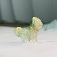 Load image into Gallery viewer, Green Jade Cat Carving 豆色翡翠小猫摆件