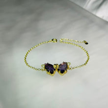 Load image into Gallery viewer, Purple Fluorite Butterfly Bracelet 紫色萤石蝴蝶手链