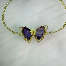 Load image into Gallery viewer, Purple Fluorite Butterfly Bracelet 紫色萤石蝴蝶手链