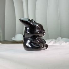 Load image into Gallery viewer, Silver Sheen Obsidian Pikachu Figurine 银眼黑曜石皮卡丘摆件