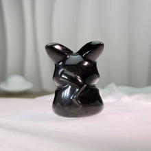 Load image into Gallery viewer, Silver Sheen Obsidian Pikachu Figurine 银眼黑曜石皮卡丘摆件