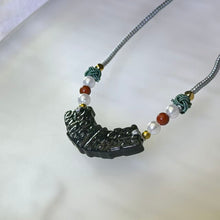 Load image into Gallery viewer, Green Nephrite Carnelian Woven Cord Necklace 和田玉青玉南红玛瑙编织绳项链