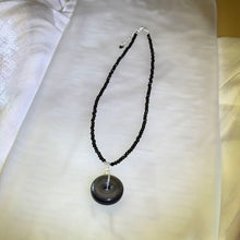 Load image into Gallery viewer, Silver Sheen Obsidian Lucky Buckle Necklace 银眼黑曜石平安扣项链