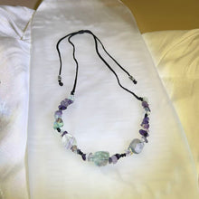 Load image into Gallery viewer, Fluorite Freeform Woven Cord Necklace 萤石随形编织绳项链