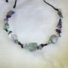 Load image into Gallery viewer, Fluorite Freeform Woven Cord Necklace 萤石随形编织绳项链