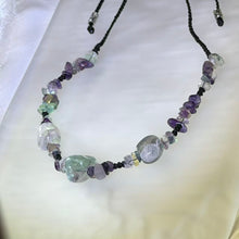 Load image into Gallery viewer, Fluorite Freeform Woven Cord Necklace 萤石随形编织绳项链