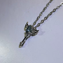 Load image into Gallery viewer, London Blue Topaz Winged Key Necklace 伦敦蓝托帕石翅膀钥匙项链