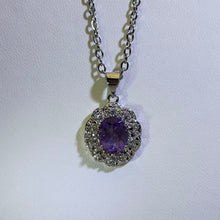 Load image into Gallery viewer, Amethyst Halo Floral Necklace 紫水晶花簇项链