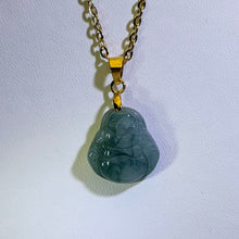 Load image into Gallery viewer, Blue Jade Laughing Buddha Necklace 蓝水翡翠弥勒佛项链