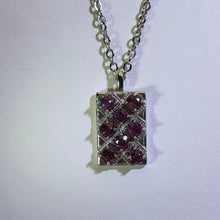 Load image into Gallery viewer, Purple Rhodolite Garnet Lattice Pendant Necklace 紫牙乌石榴石格纹吊坠项链