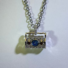 Load image into Gallery viewer, London Blue Topaz Filigree Treasure Bag Necklace 伦敦蓝托帕石花丝宝盒吊坠项链