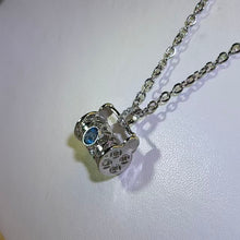 Load image into Gallery viewer, London Blue Topaz Filigree Treasure Bag Necklace 伦敦蓝托帕石花丝宝盒吊坠项链
