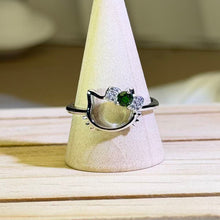 Load image into Gallery viewer, Chrome Diopside Cat Silhouette Ring 透辉石猫咪廓形戒指