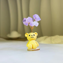 Load image into Gallery viewer, Amethyst Crystal Money Tree Bear Figurine 紫水晶发财树小熊摆件