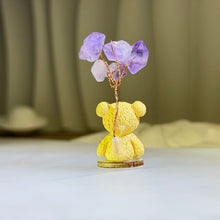 Load image into Gallery viewer, Amethyst Crystal Money Tree Bear Figurine 紫水晶发财树小熊摆件
