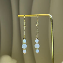 Load image into Gallery viewer, Light Green Jadeite Dangle Earrings 晴绿翡翠长款吊坠耳钩