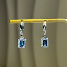 Load image into Gallery viewer, London Blue Topaz Halo Dangle Earrings 伦敦蓝托帕石围钻吊坠耳环