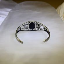 Load image into Gallery viewer, Rainbow Sheen Obsidian Sunflower Vintage Style Open Bangle 彩眼黑曜石向日葵复古活口手镯
