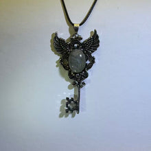 Load image into Gallery viewer, Labradorite Winged Key Pendant Necklace 拉长石灰月光石天使之钥吊坠项链