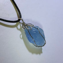 Load image into Gallery viewer, Aquamarine Raw Stone Wire-Wrapped Pendant Necklace 海蓝宝原石绕线吊坠项链