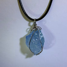 Load image into Gallery viewer, Aquamarine Raw Stone Wire-Wrapped Pendant Necklace 海蓝宝原石绕线吊坠项链