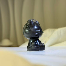 Load image into Gallery viewer, Silver Sheen Obsidian Hello Kitty Figurine 银眼黑曜石凯蒂猫治愈摆件