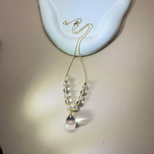 将图片加载到图库查看器，Clear Quartz Water Drop Pendant Beads Necklace 白水晶水滴吊坠珠链项链
