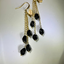 将图片加载到图库查看器，14K Gold Filled Rainbow Sheen Obsidian Earrings 彩眼黑曜石14K注金耳钩
