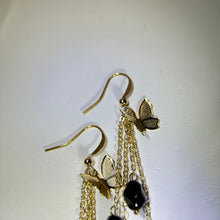 Load image into Gallery viewer, 14K Gold Filled Rainbow Sheen Obsidian Earrings 彩眼黑曜石14K注金耳钩
