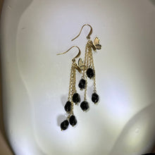 Load image into Gallery viewer, 14K Gold Filled Rainbow Sheen Obsidian Earrings 彩眼黑曜石14K注金耳钩
