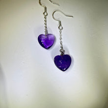 Load image into Gallery viewer, 925 Silver Amethyst Love Heart Earrings 紫水晶爱心银耳钩
