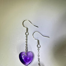 将图片加载到图库查看器，925 Silver Amethyst Love Heart Earrings 紫水晶爱心银耳钩
