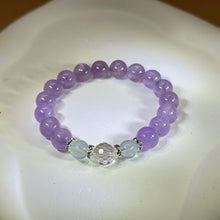 将图片加载到图库查看器，Amethyst Clear Quartz Beads Bracelet 紫水晶白水晶手串
